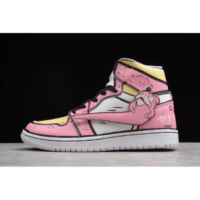 Nike Bayan Air Jordan 1 Gs High Pembe / Siyah / Sarı Basketbol Ayakkabısı Türkiye - MSLUX4Q5